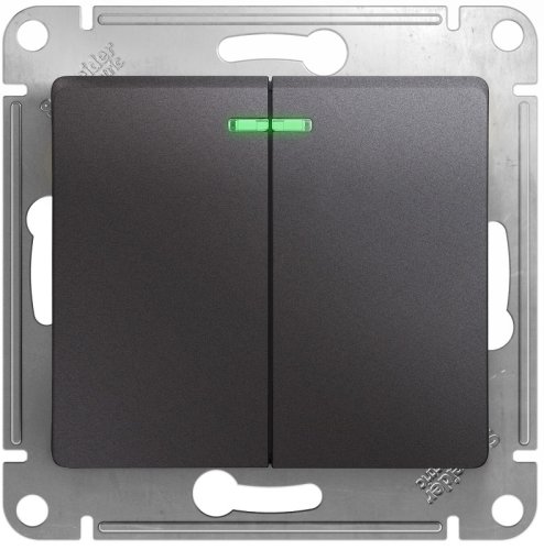 Выключатель с подсветкой без рамки Systeme Electric Glossa 2-кл. графит фото Выключатель с подсветкой без рамки Systeme Electric Glossa 2-кл. графит картинка